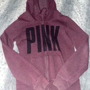 pink zip up hoodie